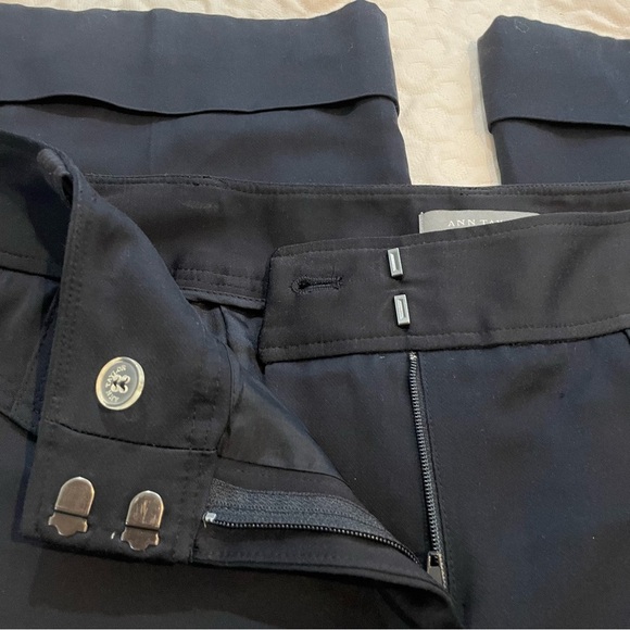 Ann Taylor Black Dress Pants Women’s 6 Wide Leg Button Side Pocket Cuffed Bottom - Picture 5 of 11